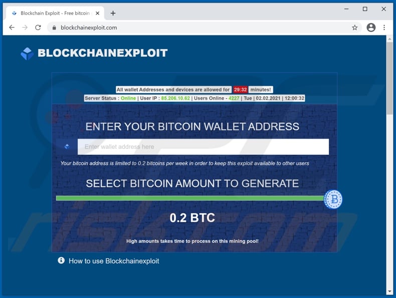 Generate Bitcoin scam