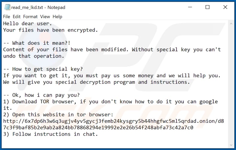 hellokitty ransomware ransom note for another victim