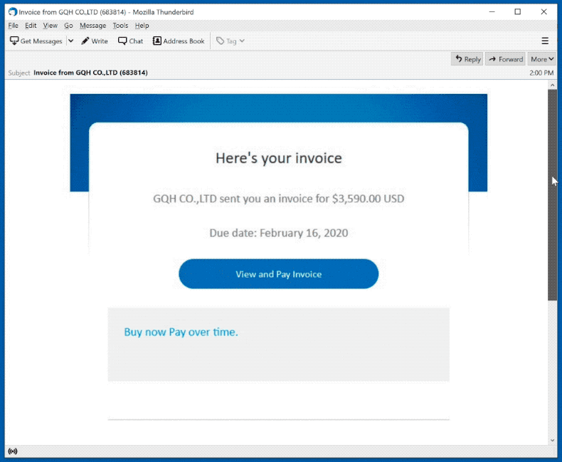 here is your paypal invoice email virus appearance