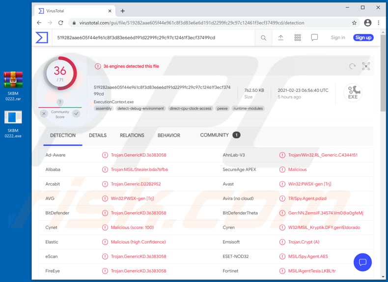 international air and sea freight forwarder email virus virustotal detections executioncontext.exe