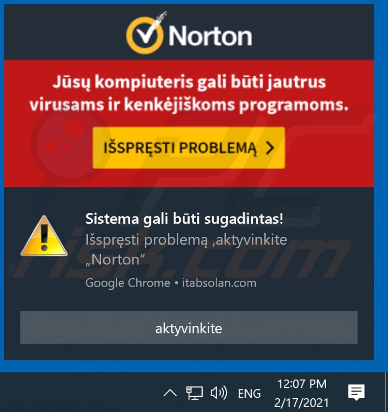 Advert delivered by itabsolan[.]com