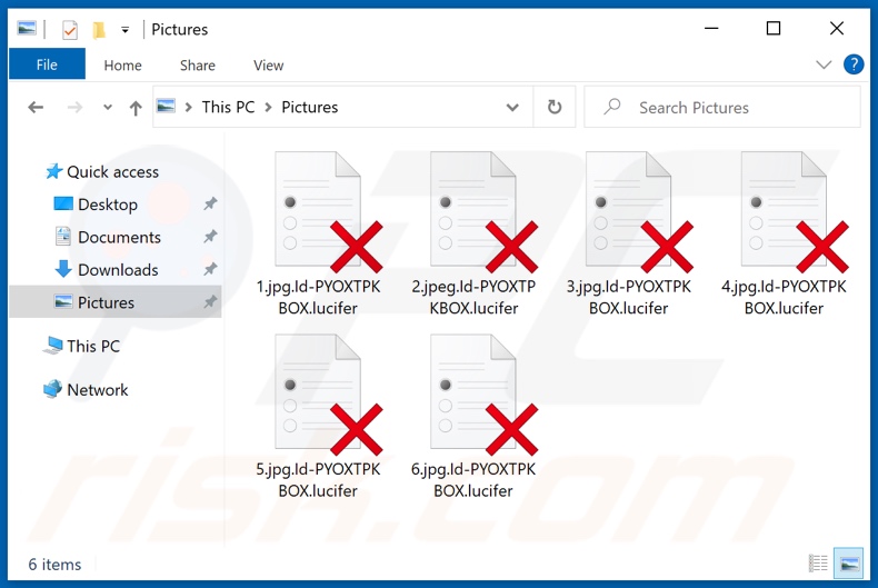 Files encrypted by Lucifer ransomware (Id-[victim's_ID].lucifer extension)