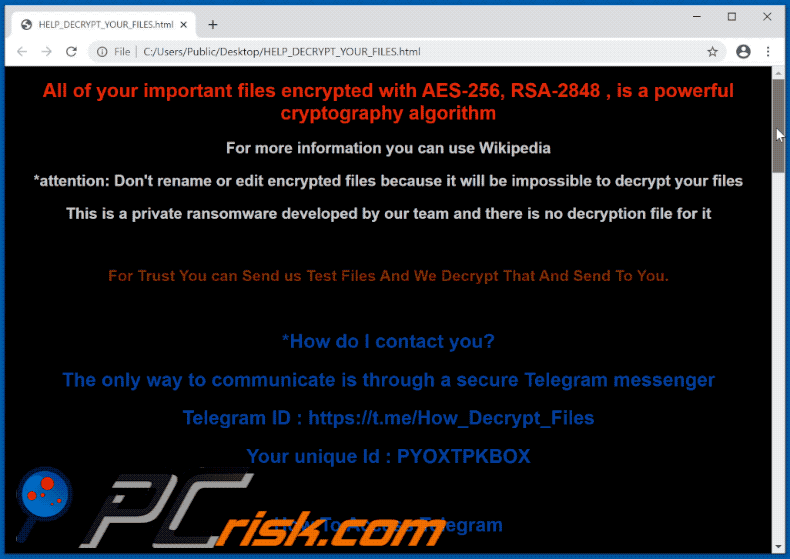 Lucifer ransomware html file (HELP_DECRYPT_YOUR_FILES.html) GIF