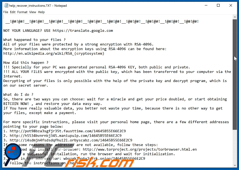Micro ransomware text note appearance (help_recover_instructions.txt) GIF