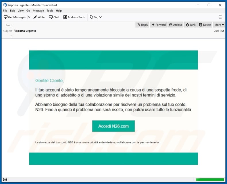 N26 scam email spam campaign