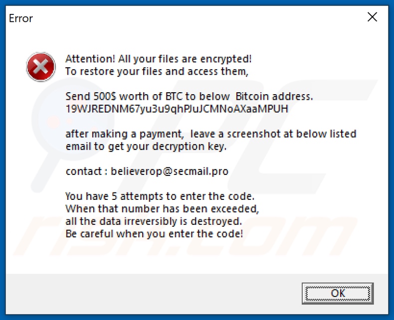 Omfl (Xorist) decrypt instructions (pop-up)