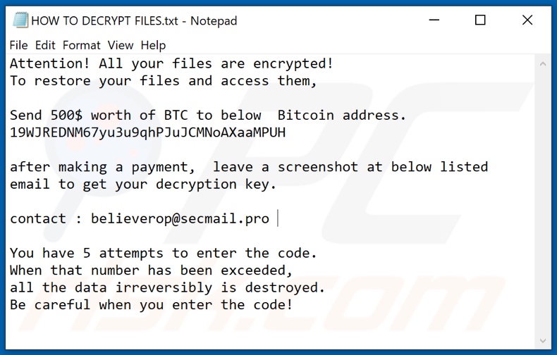 Omfl (Xorist) ransomware text file (HOW TO DECRYPT FILES.txt)