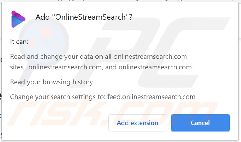 onlinestreamsearch browser hijacker notification