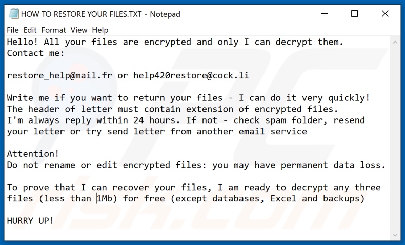 Ovmajxwemfs decrypt instructions (HOW TO RESTORE YOUR FILES.TXT)