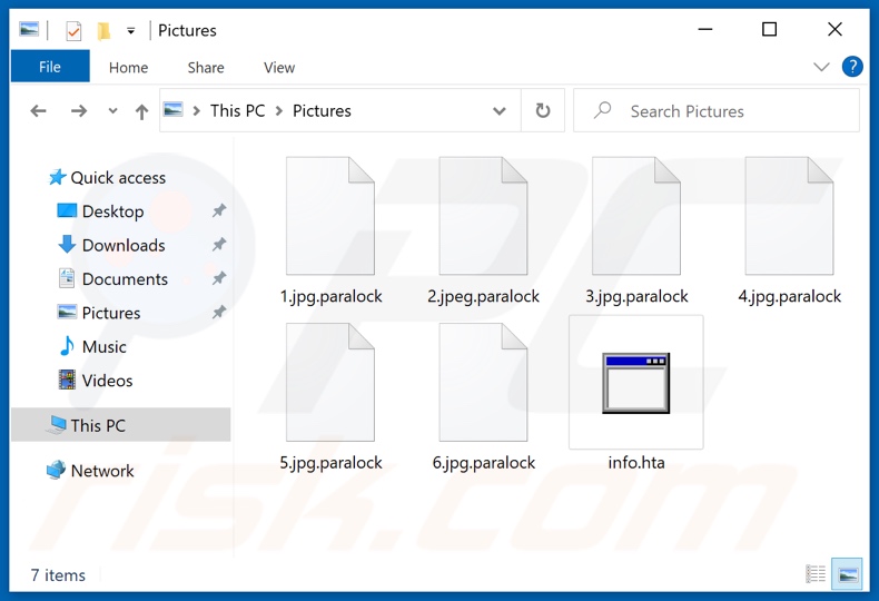 Files encrypted by Paralock ransomware (.paralock extension)