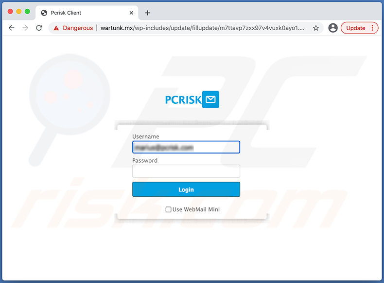 Phishing website promoted via password expiration spam email (2021-02-08)