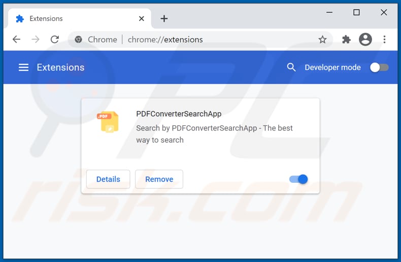 Removing pdfconvertersearchapp.com related Google Chrome extensions