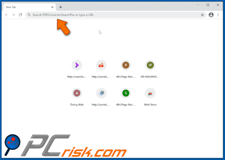PDFConverterSearchPro browser hijacker redirecting to searchlee.com (GIF)