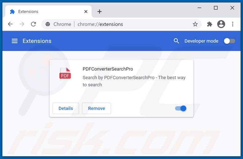 Removing pdfconvertersearchpro.com related Google Chrome extensions