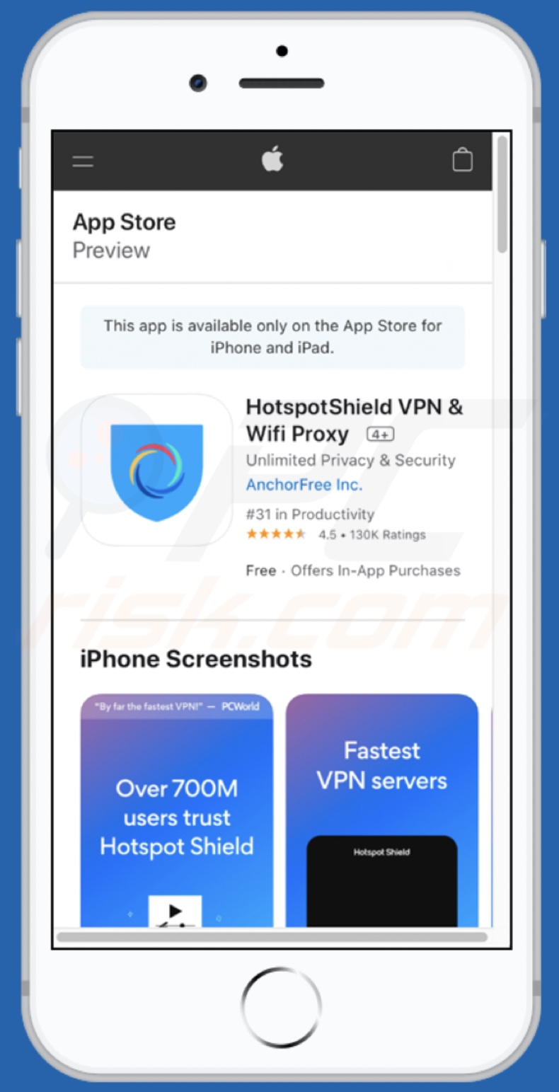 protect-connection[.]com scam variant promoted app