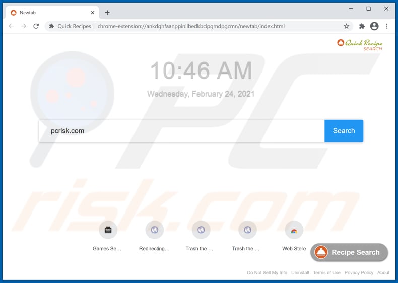 quickrecipessearch-serp.com browser hijacker