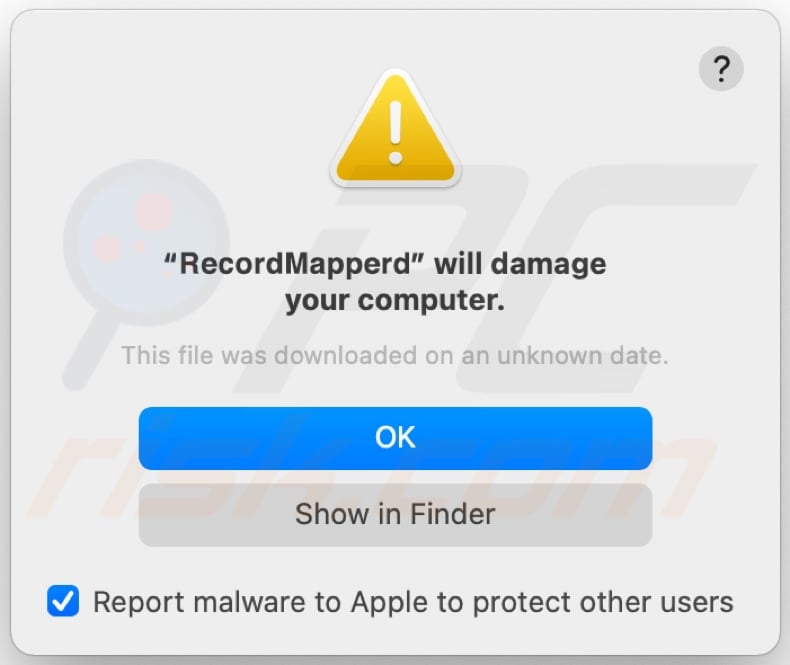 RecordMapper adware pop-up