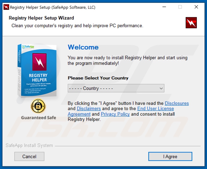 Registry Helper PUA installation setup