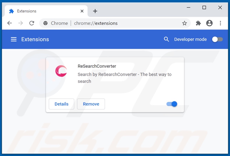 Removing researchconverter.com related Google Chrome extensions