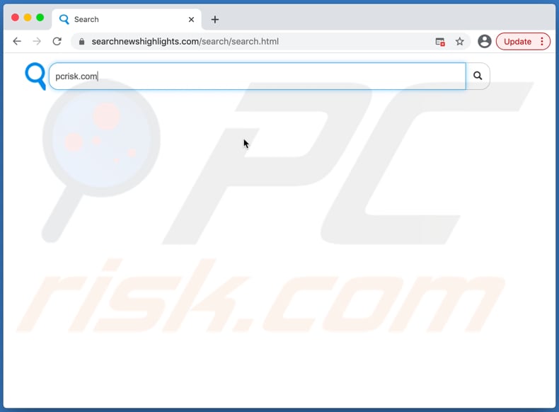 searchnewshighlights.com browser hijacker on a Mac computer