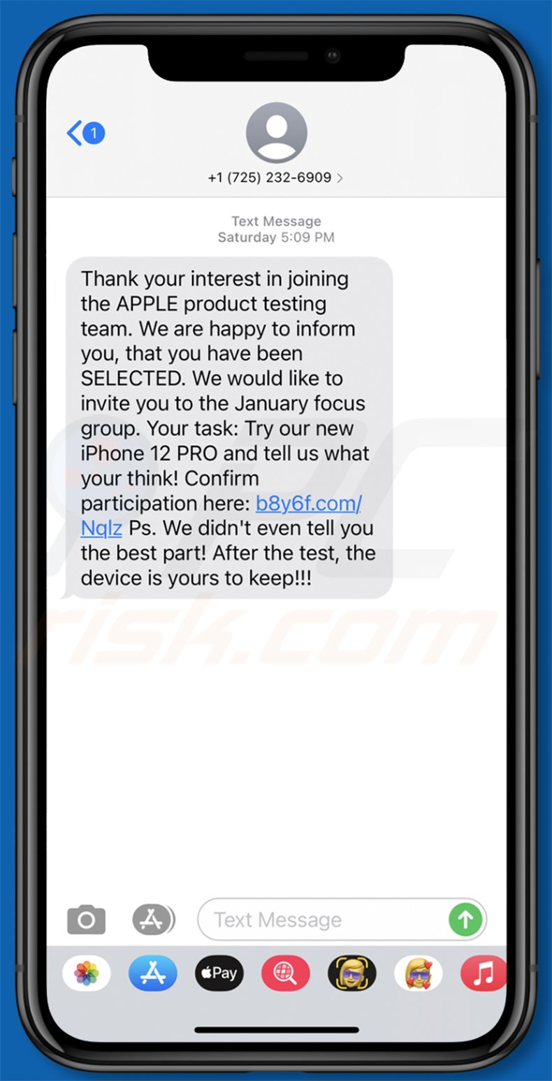 iPhone-themed smishing scam (2021-02-02)