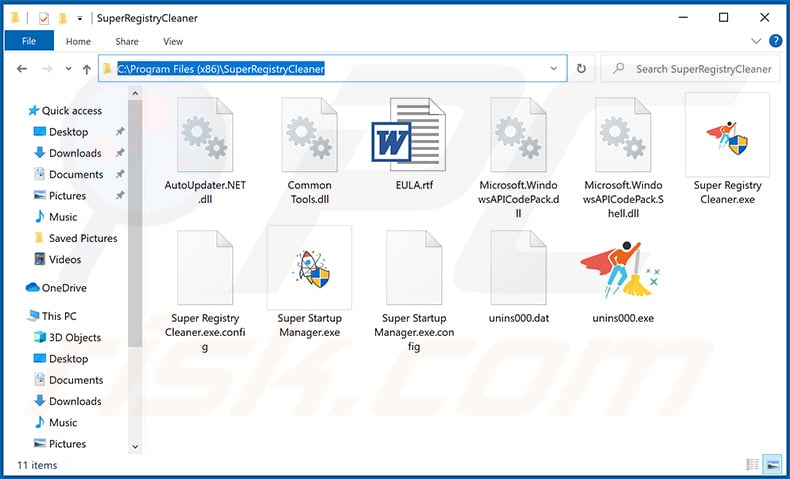 Files of SuperRegistryCleaner unwanted application