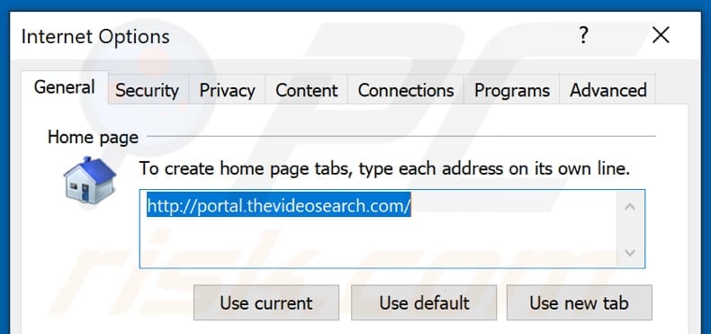 Removing thevideosearch.com from Internet Explorer homepage