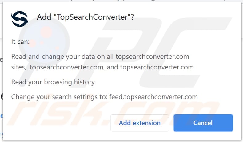 topsearchconverter browser hijacker notification
