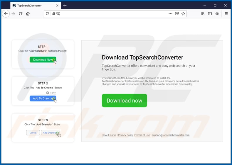 Website used to promote TopSearchConverter browser hijacker