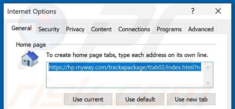 Removing hp.myway.com from Internet Explorer homepage