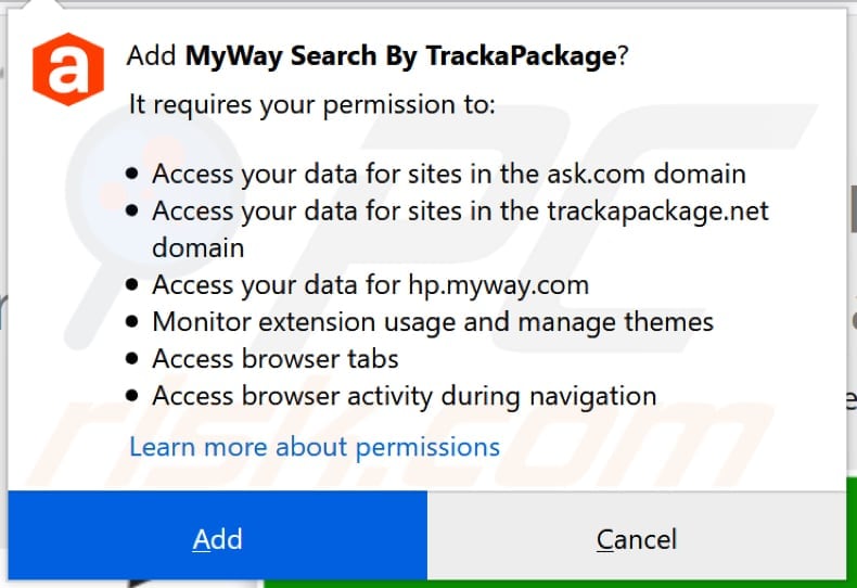 trackapackage toolbar notification