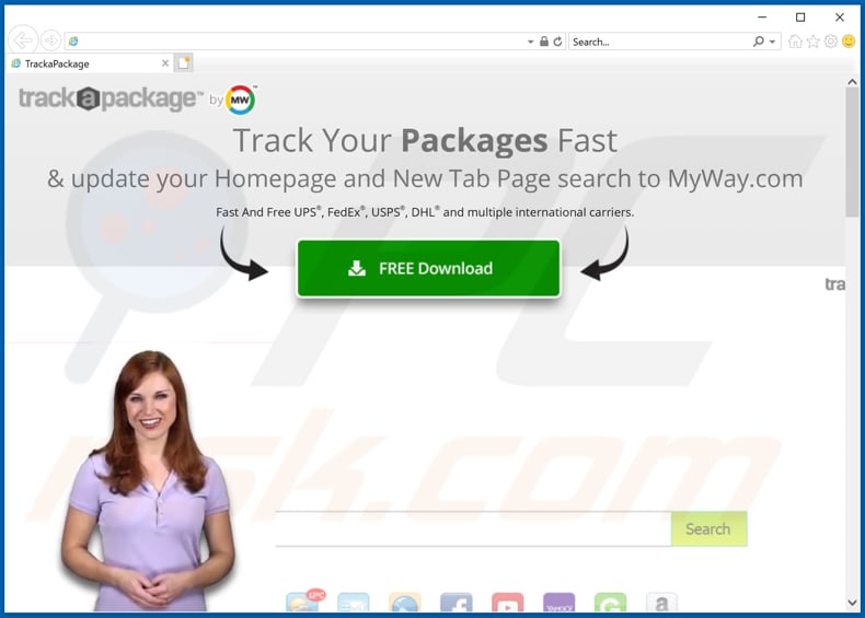 trackapackage toolbar promoter internet explorer