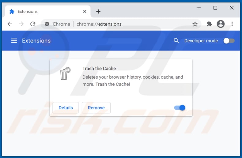 Removing Trash the Cache ads from Google Chrome step 2