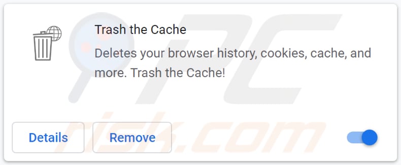 Trash the Cache pop-up redirects