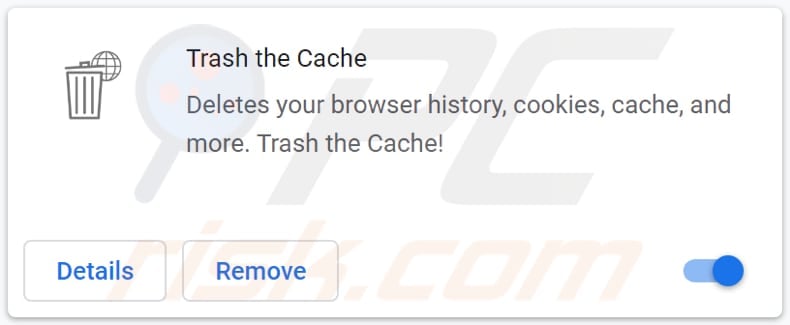 Trash the Cache pop-up redirects