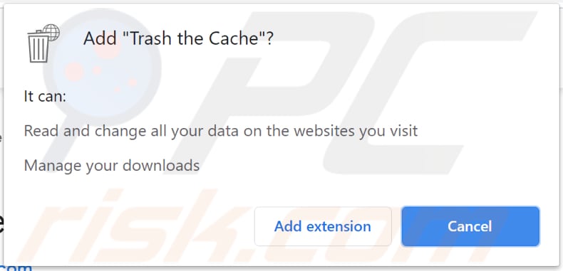 trash the cache adware notification
