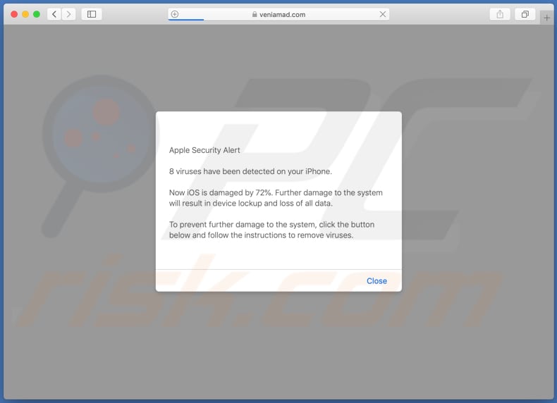 veniamad.com pop-up scam desktop varant 1