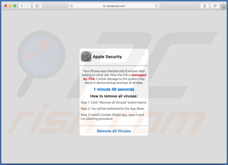 veniamad.com pop-up scam desktop variant 2