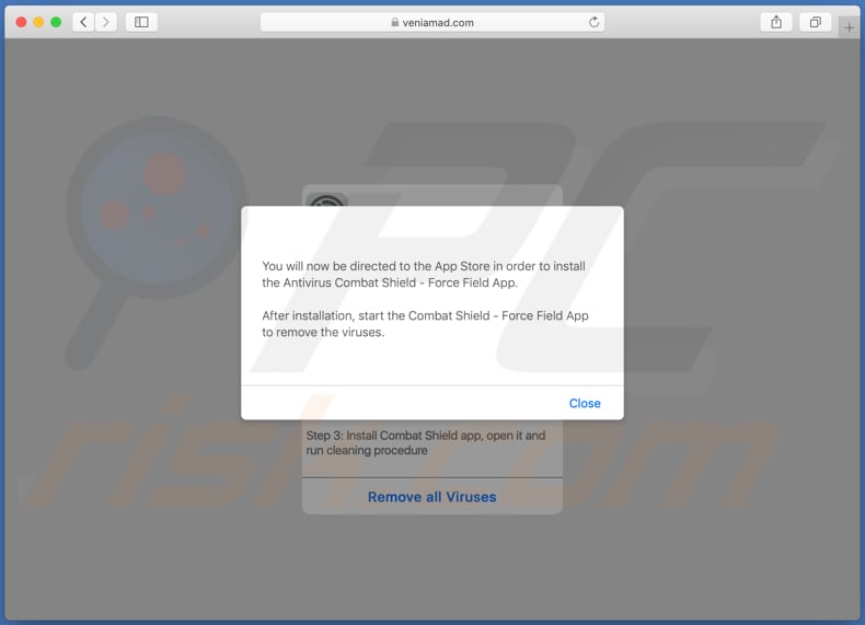 veniamad.com pop-up scam desktop variant 3