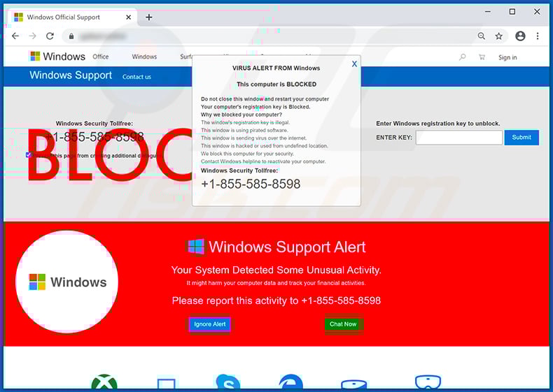VIRUS ALERT FROM Windows pop-up scam (2021-02-03)