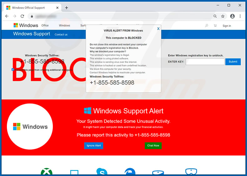 VIRUS ALERT FROM Windows pop-up scam (2021-02-03)