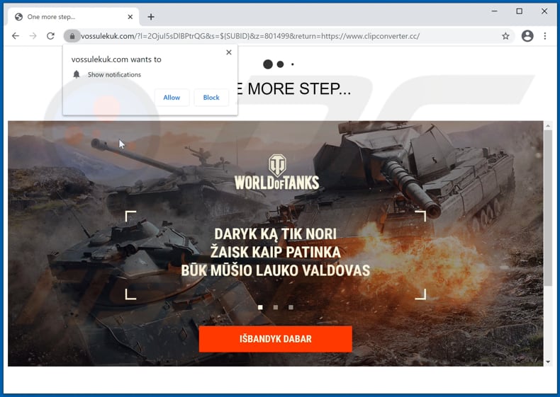 vossulekuk[.]com pop-up redirects