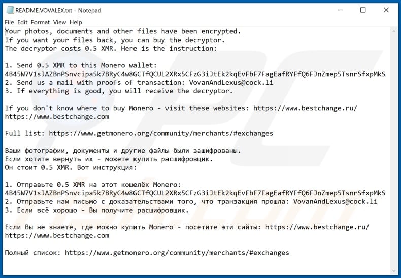 Vovalex decrypt instructions (README.VOVALEX.txt)