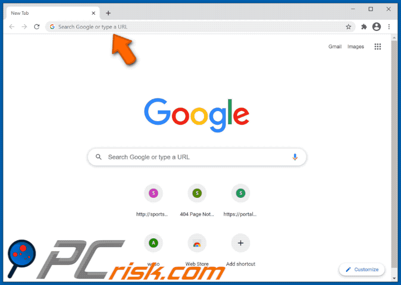 quickgosearch.com redirecting to Google (GIF)