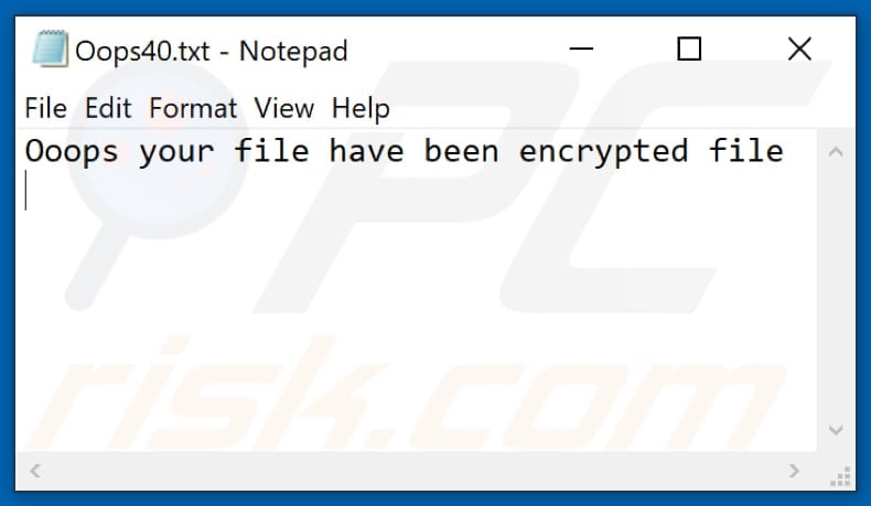 XD Locker ransomware text file (Oops40.txt)