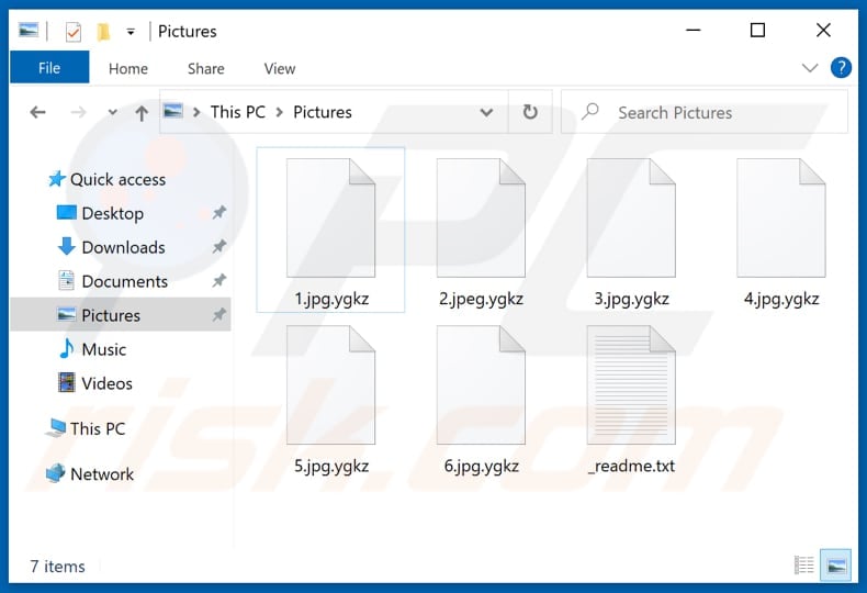 Files encrypted by Ygkz ransomware (.ygkz extension)