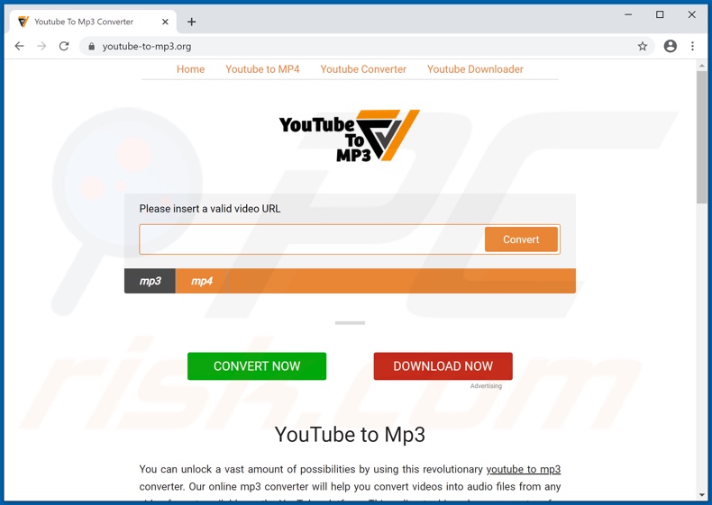 youtube-to-mp3[.]org pop-up redirects