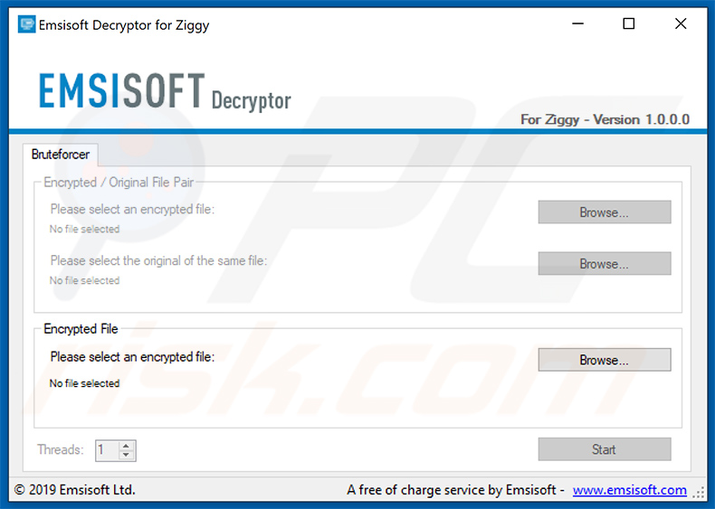 Ziggy ransomware decryptor by Emsisoft