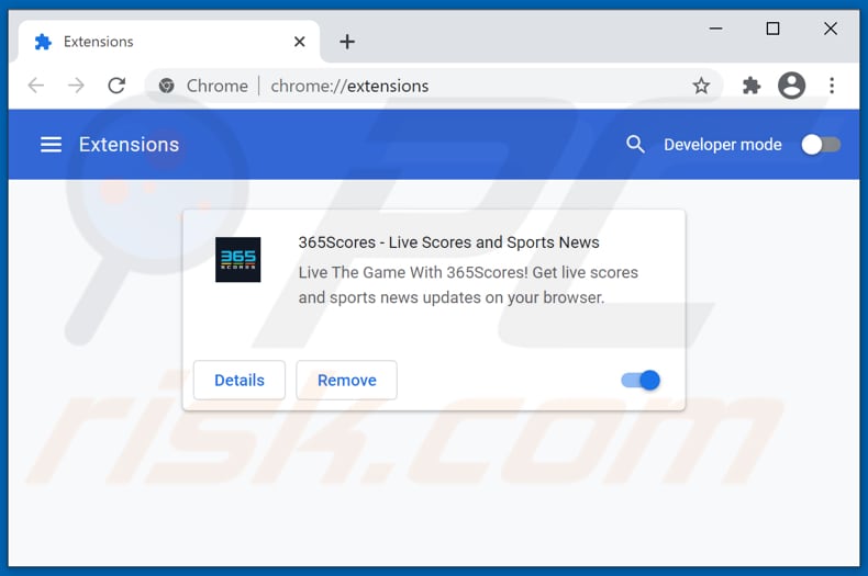 Removing get365scores.com related Google Chrome extensions