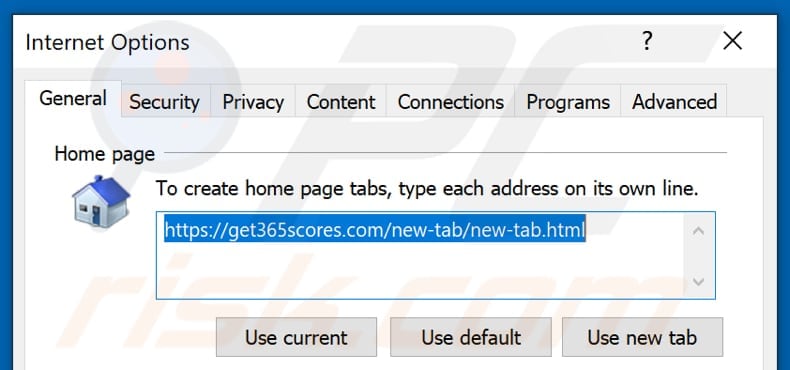 Removing get365scores.com from Internet Explorer homepage